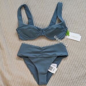 L*Space Nikita Bardot Bikini Set Slated Glass